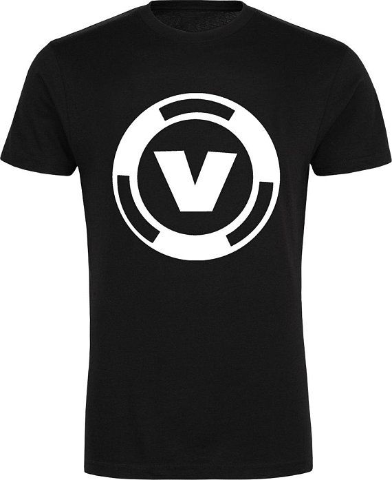 a black t - shirt with the v logo on it