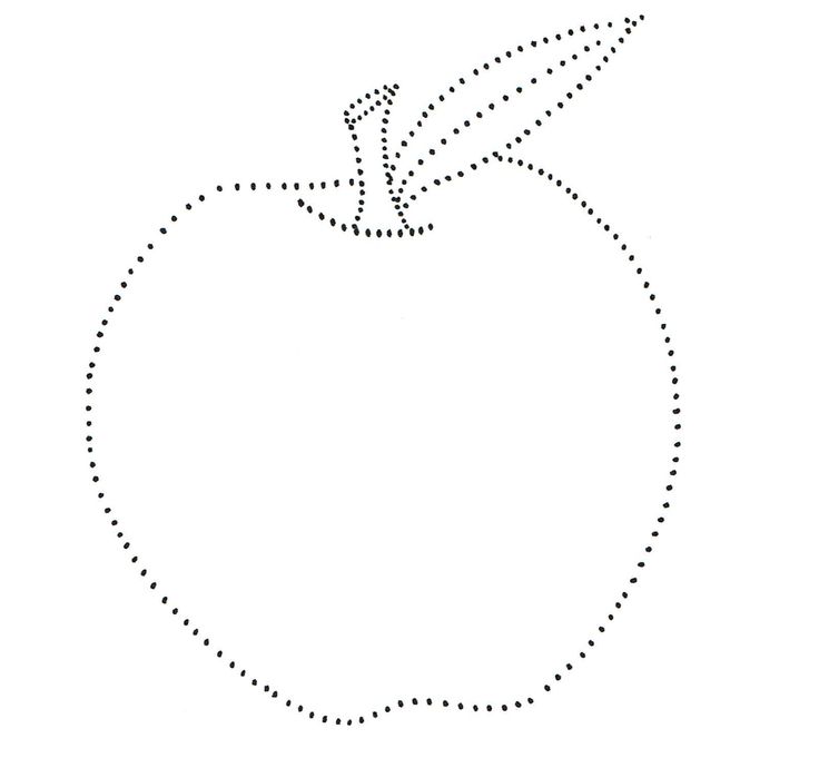 an apple with dotted lines on it