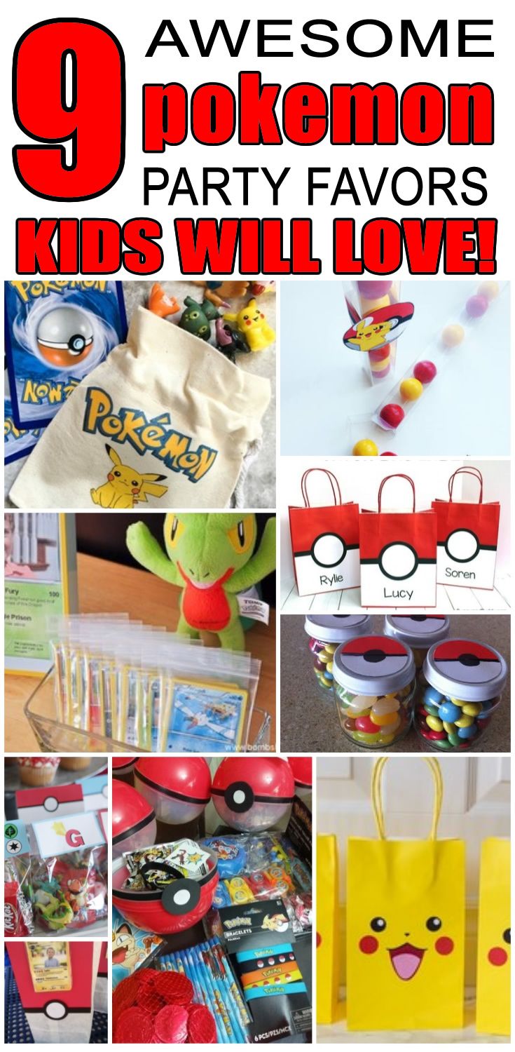 some pokemon party favors are on display with the words 9 awesome pokemon party favors kids will love