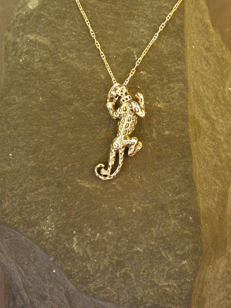 "This Leopard pendant is 14K Gold. The included chain is a 14K Gold chain. You may choose 16, 18 or 20 inch at the same price. Other length available at sightly higher prices. This Leopard pendant measures 1 1/4\" long by 9/16\" across. I hand cast all my pieces using the lost wax casting method. Please ask your needs. You may call me with questions, often I am out so please use my machine. 831-476-3176. Satisfaction Guaranteed! I send items USPS First Class unless otherwise directed. I send as Engraved Sterling Silver Chain Necklace In Yellow Gold, Bvlgari Jewelry Set, Bvlgari Jewelry, Edgy Jewelry, Silver Heart Earrings, Silver Wolf, Wax Casting, Lost Wax Casting, Disney Jewelry