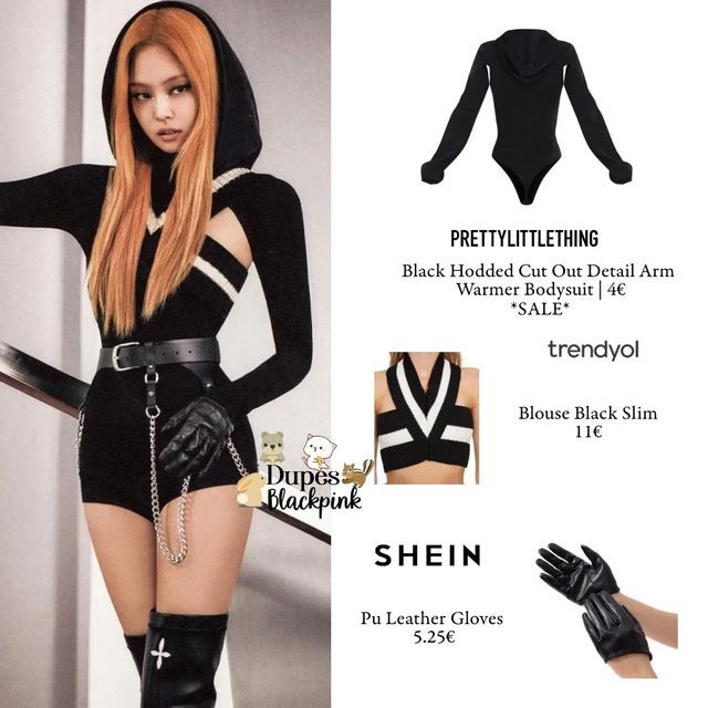 Shein Suits For Women, Blackpink Concert Outfit Ideas, Outfit With Gloves, Blackpink Clothes, Born Pink Album, Jennie Fashion, Black Pink Rose, Kpop Idol Outfits, Blackpink Outfit