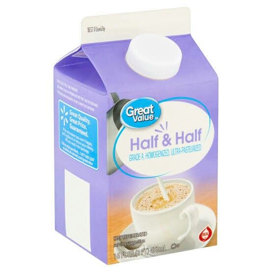 a carton of half and half coffee milk