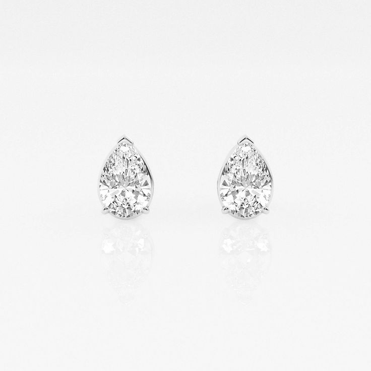 1 ctw Pear Lab Grown Diamond Solitaire Stud Earrings 14K White Gold, FG, VS2 Luxury White Lab Grown Diamond Earrings, Timeless Pear-shaped Diamond Earrings, Classic White Gold Teardrop Diamond Earrings, Timeless Pear-shaped Diamond Earrings For Gift, Diamond White Pear Shaped Classic Teardrop Earrings, Classic Diamond White Pear-shaped Teardrop Earrings, Classic Diamond Teardrop Earrings, Classic Teardrop Earrings In Brilliant Cut, Classic Pear-shaped Teardrop Earrings In Brilliant Cut