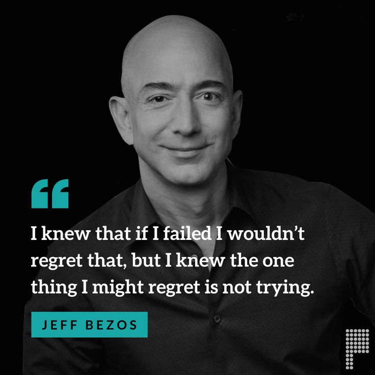 “I knew that if I failed I wouldn’t regret that, but I knew the one thing I might regret is not trying.” - Jeff Bezos  #quotesdaily #lifequotes #quotes #quoted #motivationalquotes #inspiringquotes #instaquotes #wordsofwisdom #inspirationalquotes #qouteoftheday #JeffBezos #PACEblog Technology Projects, World Hunger, I Failed, Venture Capitalist, Richest In The World, Company Work, Jeff Bezos, Helping The Homeless, Online Bookstore