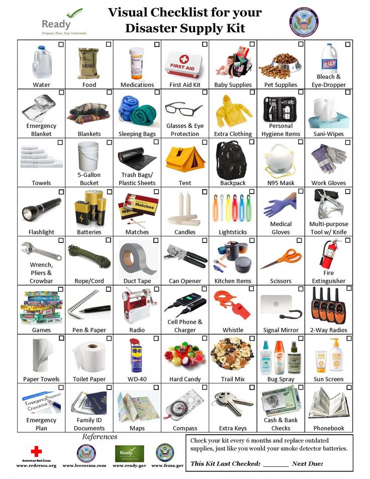 Easy visual checklist for your disaster supply kit.  Don't forget to include the Lighthouse Beacon 1000 headlamp. Survival Skills Emergency Preparedness, Emergency Prepardness, Emergency Survival Kit, Emergency Preparedness Kit, Emergency Preparation, Survival Life Hacks, Apocalypse Survival, By Any Means Necessary, Emergency Plan