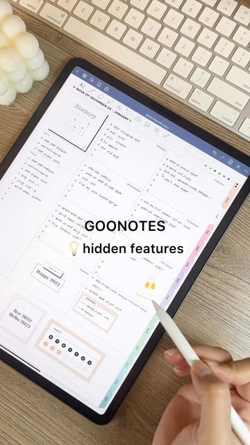 someone is writing on an ipad with the text goonottes hidden features above it