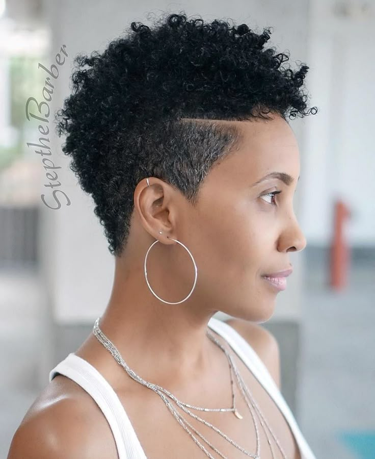 TWA with Tapered Sides and Shaved Part Fade Haircut Women, Low Cut Hairstyles, Short Natural Haircuts, Short Natural Hairstyles, Short Black Hair, Tapered Natural Hair, Natural Hair Short, Hair Short Cuts, Natural Hair Cuts