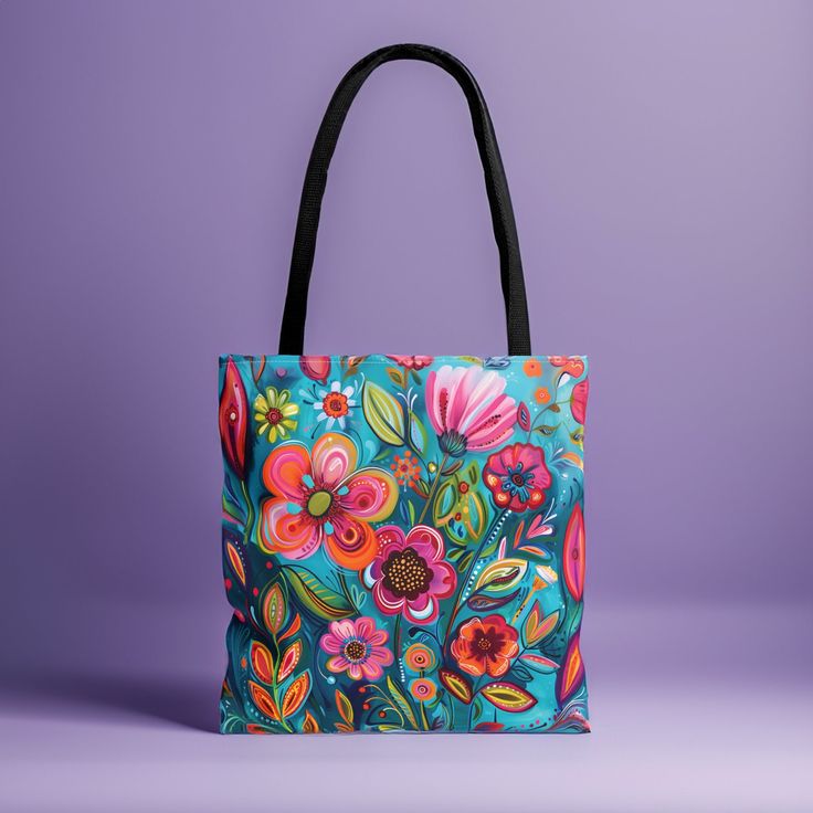 Colorful Flower Bag For Summer Accessories For Women Tote Bag Hippie Tote Bag Canvas Boho Tote Bag Birthday Gift Turquoise Pink Orange Tote. This practical and high-quality bag is the perfect blend of comfort and style, whether you're strolling along the beach or exploring the vibrant streets of town. 𝐃𝐄𝐓𝐀𝐈𝐋𝐒 🌺 100% Polyester 🌺 Boxed corners 🌺 Black inner stitching, transparent thread on hems. 🌺 Red cotton handles 🌺 With non-woven laminate inside 🌺 3 sizes: Small ( 12'x13'), Medium Turquoise Satchel Bag With Adjustable Strap, Turquoise Satchel With Adjustable Strap, Turquoise Shoulder Bag With Adjustable Strap, Turquoise Pouch Bag For Everyday, Green Floral Print Tote Bag, Blue Floral Print Travel Bag, Turquoise Everyday Bag With Adjustable Strap, Turquoise Bags With Adjustable Strap For Everyday, Rectangular Turquoise Bag For Everyday