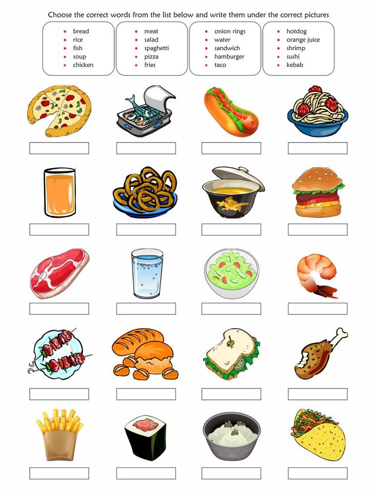 food and drinks worksheet for kids to learn how to read the words in english