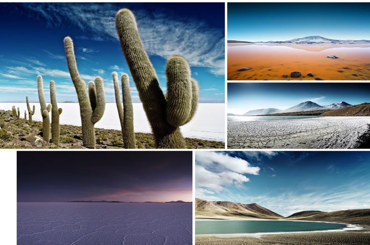 the desert is filled with many different types of plants and animals, including cacti