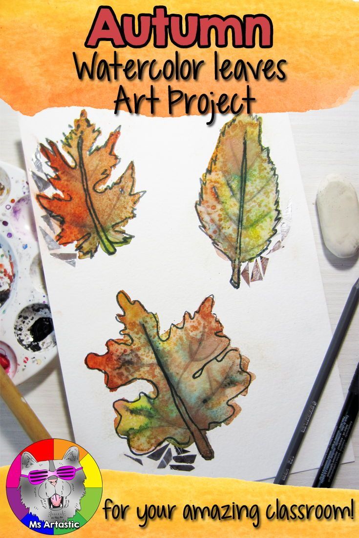 an autumn watercolor leaves art project for your amazing classwork students to learn how to paint with acrylic