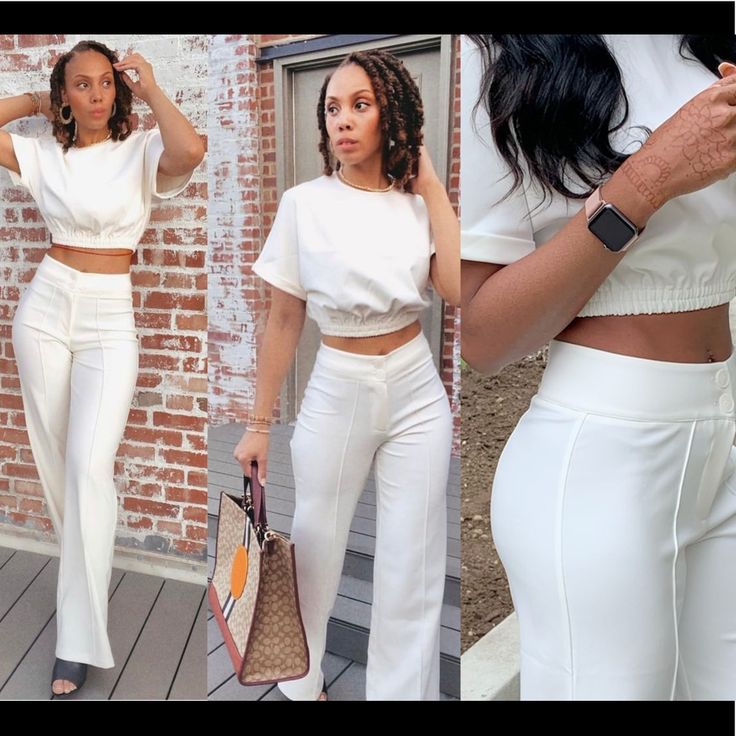 Our Store Jolienchic Is An Online Boutique That Sells Timeless Pieces For Feminine Women. Check Us Out At Www.Jolienchic.Com Our White Set Has 35 Inseam Length And Built-In Inseam. Comes In White And Cream Model Is 5’9 And Is Wearing A Small Chic Sets For Day Out, Casual White High Waist Sets, Chic Two-piece Set Bottoms For Workwear, White Stretch Sets For Workwear, White Stretch Workwear Sets, Elegant White Cropped Bottoms, Chic Two-piece Pants Set For Work, Fitted White Two-piece Bottoms Set, White Fitted Two-piece Bottoms Set