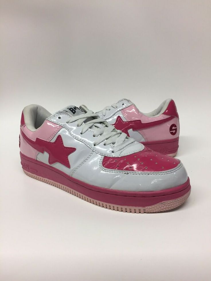 A Bathing Ape Bapesta FS-001 Pink White Mens Shoes Size 10 White Mens Shoes, Sneaker Heads, Different Shoes, Playing Basketball, Bathing Ape, A Bathing Ape, Nike Air Force Sneaker, Shoes For Men, Sports Shoes