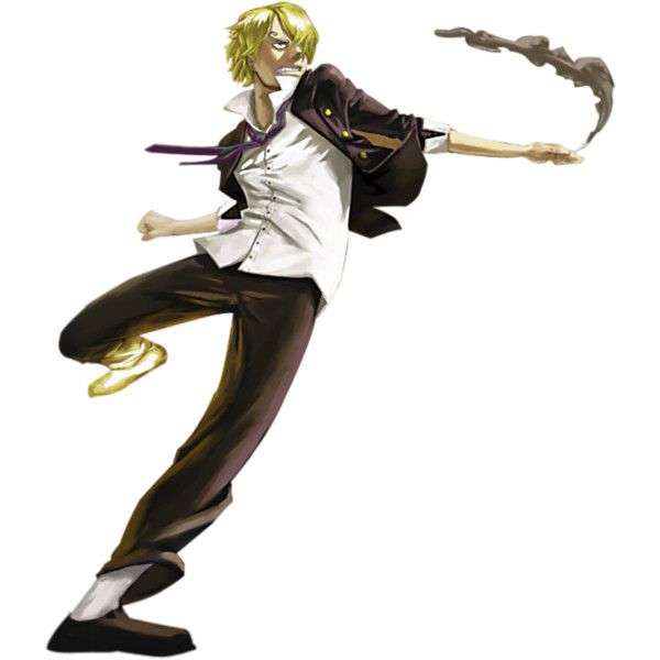 an anime character is jumping in the air with his arms out and one hand on his hip