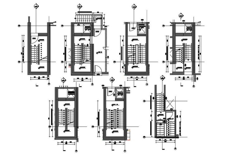 2D Autocad DWG drawing file shows the details of hotel stairs top view ...