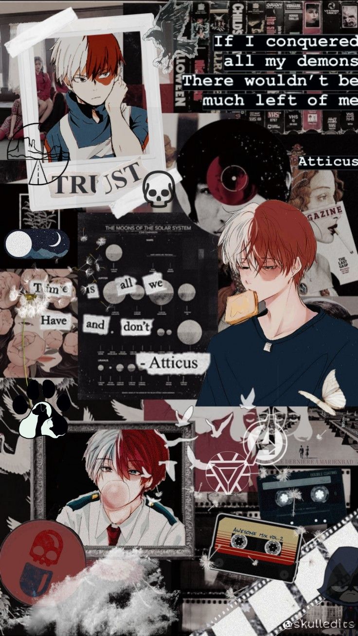 Freetoedit Collage Red Blue Polariod Wallpaper Anime Shoto Todoroki Black Aesthetic Shout Animes Wallpapers Personagens De Anime Wallpapers Bonitos