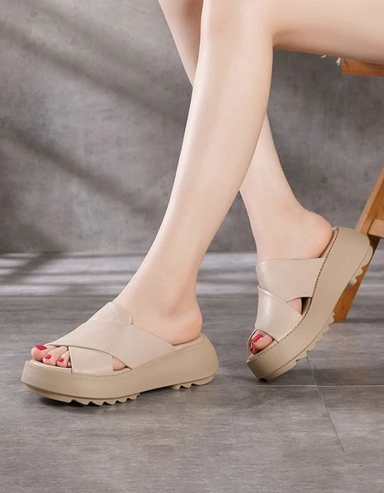 Women's Cross Strap Summer Wedge Slippers — Obiono Y2k Fashion Outfit, Summer Wedges, Roman Sandals, Swimwear High Waisted, Pu Heels, Lace Dress Long, Chunky Heels Sandals, Leather Slippers, Winter Boots Women