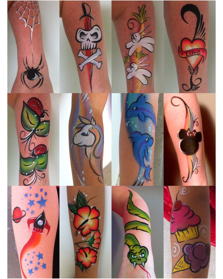 Arm facepainting designs by LouLou Simple Face Painting, Painting Tattoos, Face Painting Tutorials, Arm Painting, Leg Painting, Arm Art, Face Painting Easy, Face Paint Makeup, Kids Face Paint