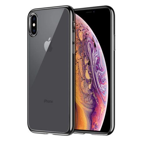 an iphone xr is shown with the front and back sides facing each other in black