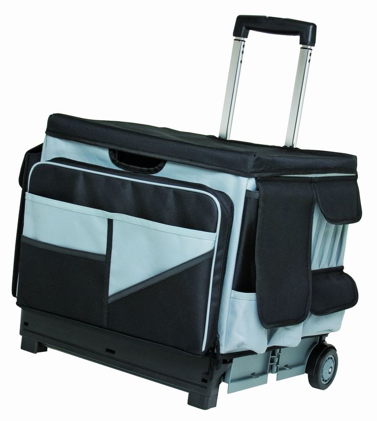 an image of a rolling luggage bag with wheels on it's side and two handles