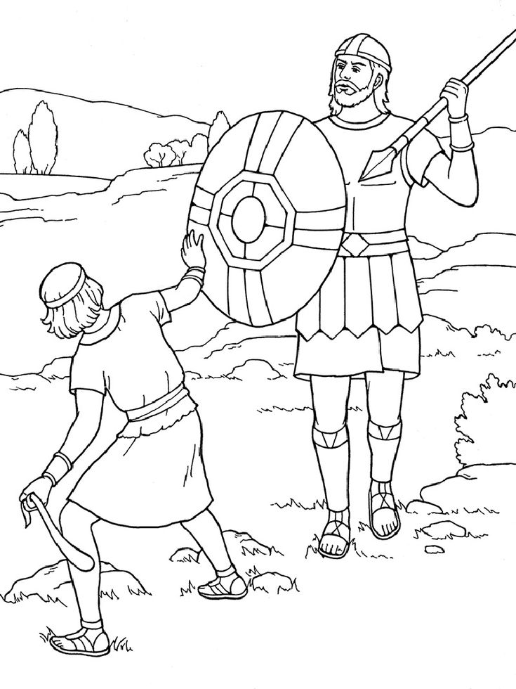 David and Goliath Coloring Page 2019 | Educative Printable | David and ...