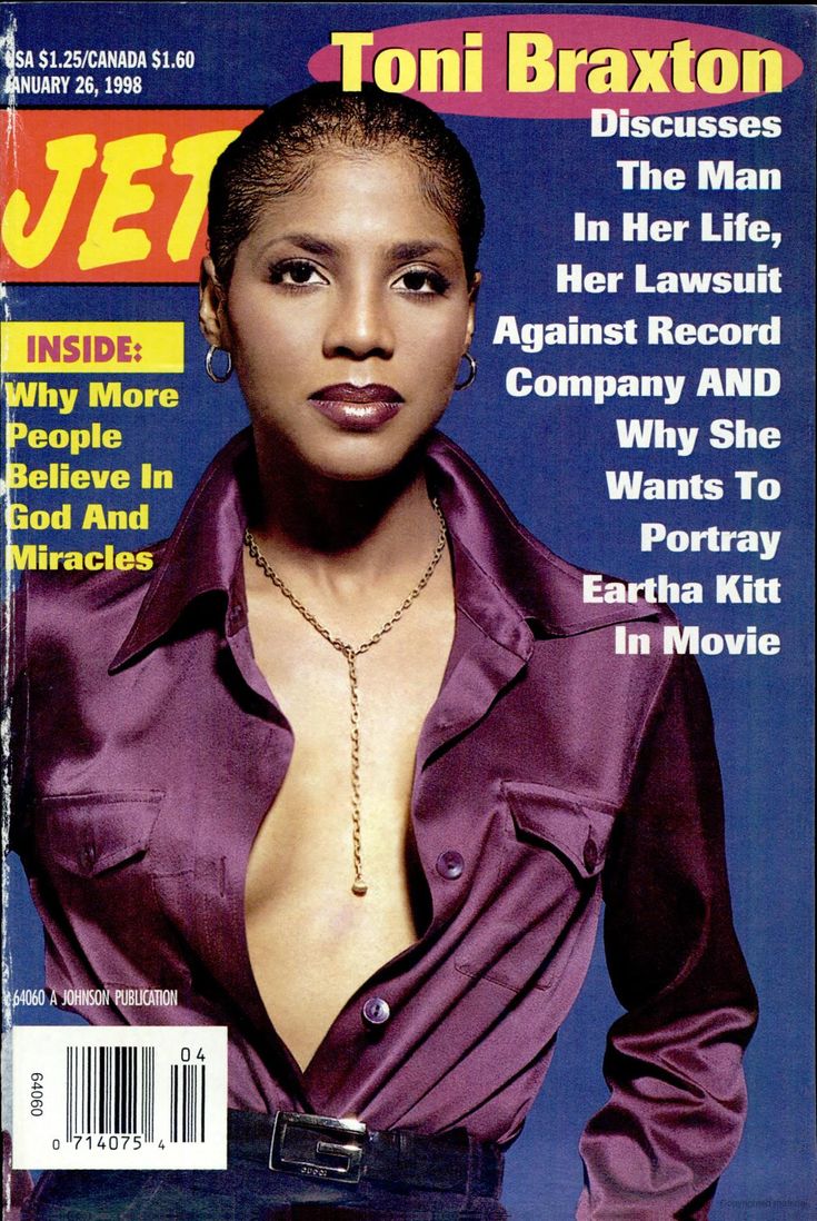 the cover of jet magazine with an image of a woman in purple shirt and black pants