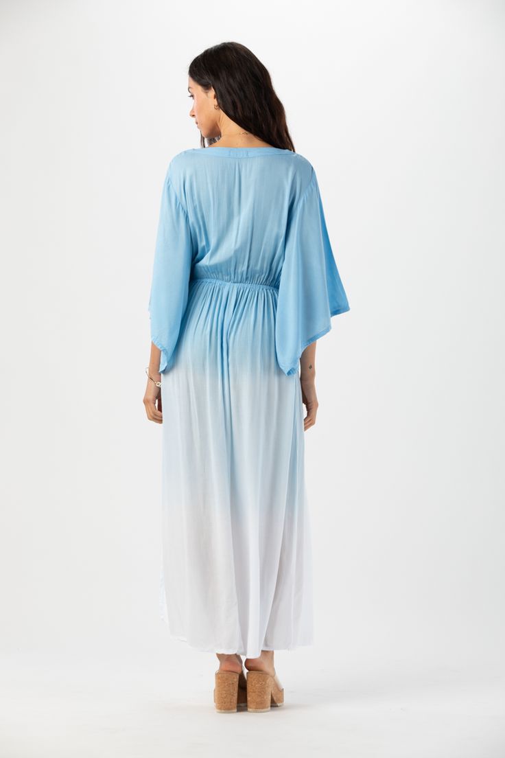 Elevate your wardrobe with our Tallow Maxi Dress, a versatile flowy long sleeve maxi dress that embraces the effortless beauty of timeless style. With its flattering silhouette and understated elegance, this dress is sure to become a staple in your collection for years to come. Wear this dress to the beach as an elevated coverup, or to dinner with your favorite heels and clutch to dress it up. Details: 100% Rayon Hand wash cold & lay flat to dry Features: Unlined, Low V-neckline, Adjustable self Flowy V-neck Breezy Maxi Dress, Flowy Long Breezy Dress, Spring Flowy Maxi Cover-up, Flowy Spring Maxi Cover-up, Modest Flowy Rayon Maxi Dress, Flowy Modest Floor-length Maxi Dress, Modest Flowy Floor-length Maxi Dress, Modest Maxi Dress For Beach, Airy Maxi Dress For Vacation