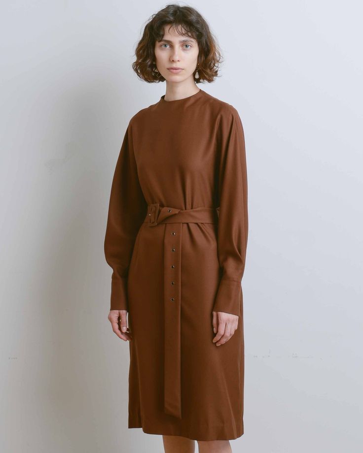 Brown Belt Dress – ANTHOM Chocolate Brown Dress, Soho New York, Belt Dress, Brick And Mortar, Belted Coat, Who Cares, Brown Belt, Womens Clothing Stores, Brown Dress