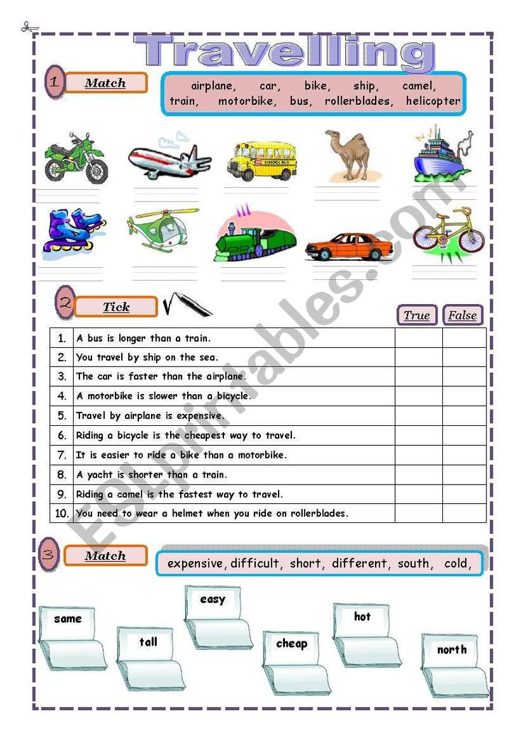 a worksheet with words and pictures to describe the different things that are traveling