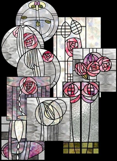 stained glass with flowers and circles on it