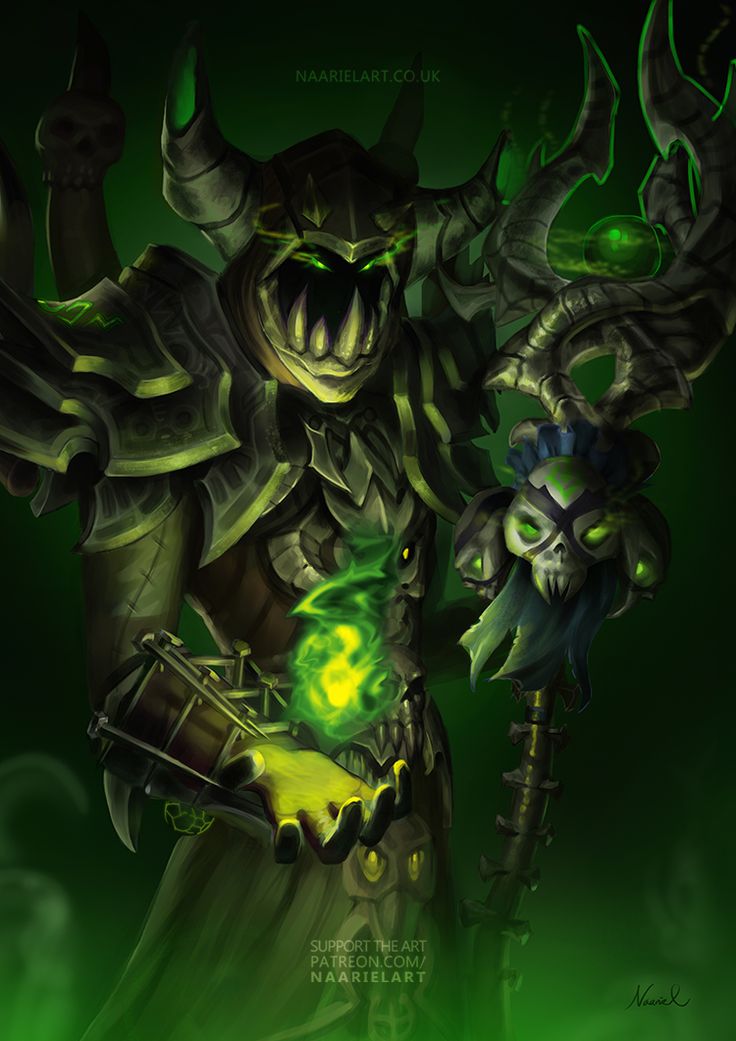 an image of a demon with green eyes and horns holding a glowing ball in his hand