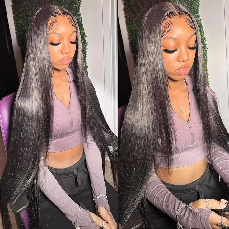 Middle Part Lace Front Wigs Straight, Middle Part Wig Straight, Frontal Sew In, Black Wig Hairstyles, Straight Middle Part Wig, Straight Wig Hairstyles, 26 Inch Wig, Black Wigs For Black Women, Lace Front Wigs Straight Hair