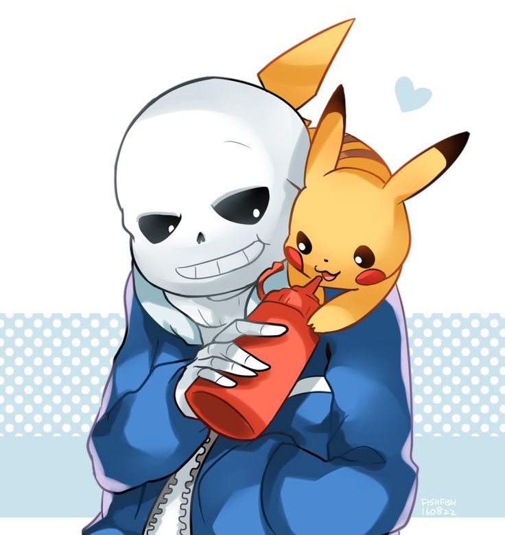 an image of a cartoon character hugging a pikachu with a red bottle in his hand