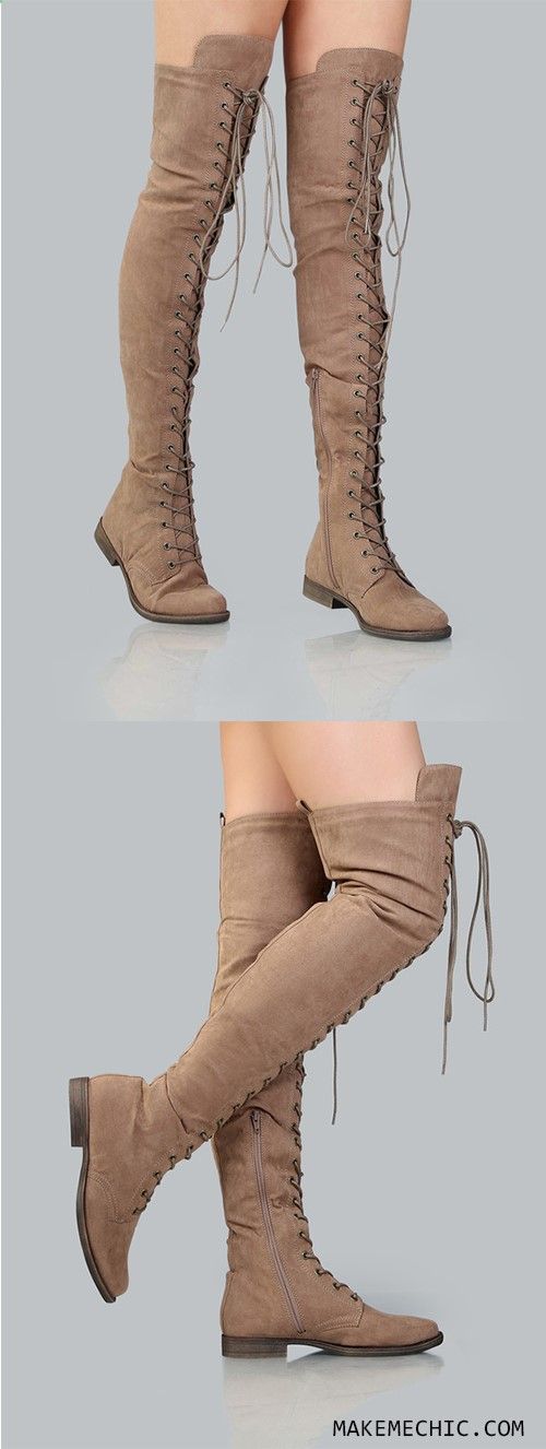 Thigh High Suede Combat Boots TAUPE Suede Combat Boots, Mode Shoes, Crazy Shoes, Fashion 2017, Thigh High Boots, High Heel Boots, Thigh High, Thigh Highs, Cute Shoes