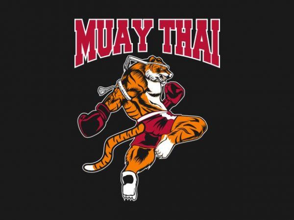 an image of a tiger with boxing gloves on it's feet and the words muay thai