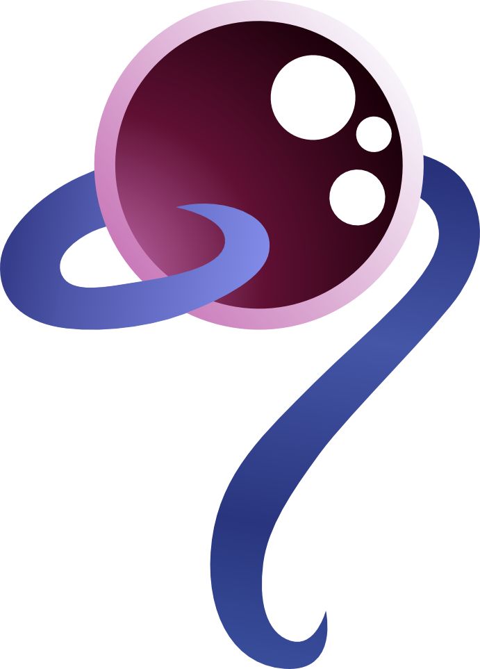 an image of a purple and blue object with two circles on it's side