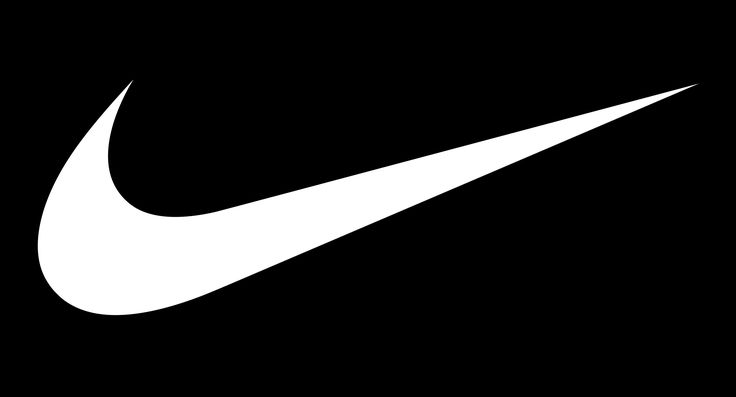 the nike logo is shown in white on a black background, it appears to be an official brand