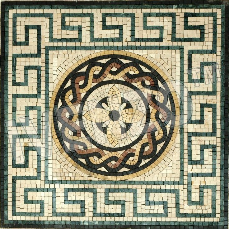 an artistic tile work with geometric designs on it