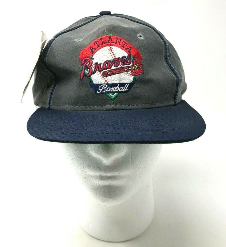 the atlanta braves baseball hat is shown on a mannequin head