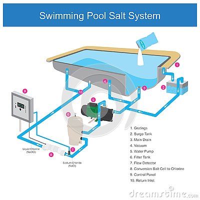 The water filter system in the pool that uses salt is a chemical that ...