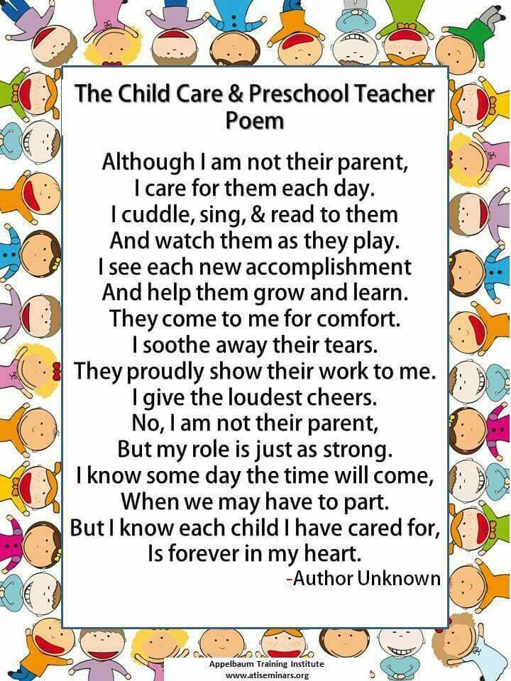 the child care and preschool teacher poem