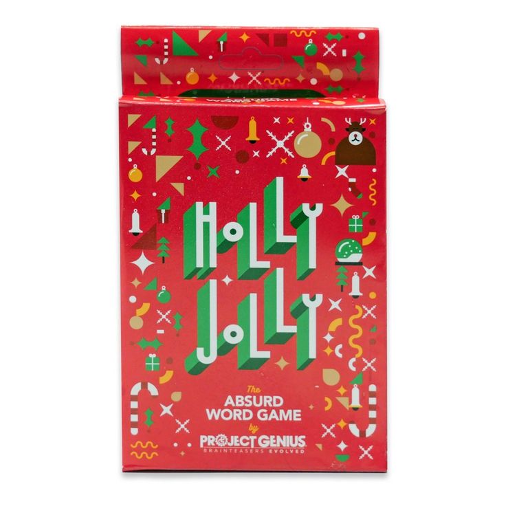 a red box with the word holly jolly on it