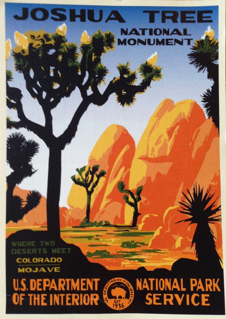 the joshua tree national monument is shown in this vintage poster from the u s department of the interior service