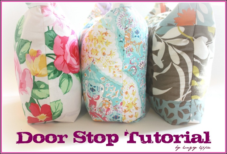 four different types of fabric bags with the words door stop tutor written below each bag