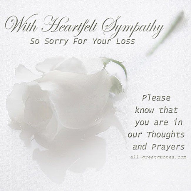 With Heartfelt Sympathy. So sorry for your loss. Please know that you ...