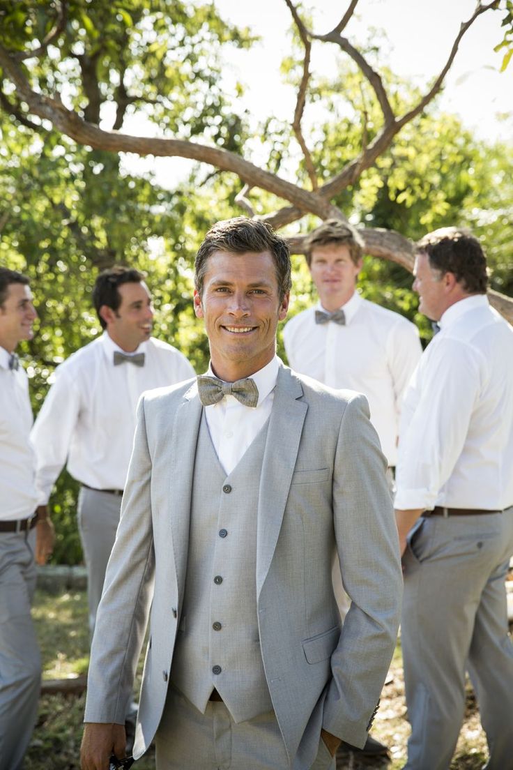 Grey Suit with Bow Ties that Match Brides Colors Formal Outfit Men, The Great Gatsby Theme, Vow Renewal Wedding, Bow Tie Suit, Vest And Bow Tie, Grey Bow Tie, Great Gatsby Theme, Harlem Nights, Renewal Wedding