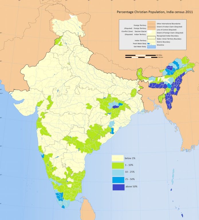 a map showing the percentage of population in india