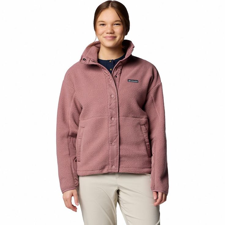 Stay cozy in every season with this Women's Columbia Cloud Point Snap Front Fleece Jacket.Click on this WOMEN'S GUIDE to find the perfect fit and more! Stay cozy in every season with this Women's Columbia Cloud Point Snap Front Fleece Jacket.Click on this WOMEN'S GUIDE to find the perfect fit and more! FEATURES Long sleeves Stretch binding at cuff Snap front 2 pockets Adjustable drawcord hem Unlined High pile fleece constructionFIT & SIZING Midweight Classic fit 24-in. length from shoulder to hem Designed to hit at the waistFABRIC & CARE Polyester Machine wash Imported Size: X Large. Color: Fig. Gender: female. Age Group: adult. Comfortable Fleece Jacket For Fall Outdoor Activities, Cozy Fleece Jacket For Fall Outdoor Activities, Cozy Fleece Jacket For Fall Outdoor Use, Long Sleeve Fall Hiking Outerwear, Winter Outerwear For Outdoor Activities, Cozy Winter Outerwear For Outdoor Activities, Long Sleeve Fleece Jacket For Outdoor Fall Activities, Cozy Fleece Outerwear For Outdoor Activities, Winter Fleece Jacket For Hiking With Long Sleeves