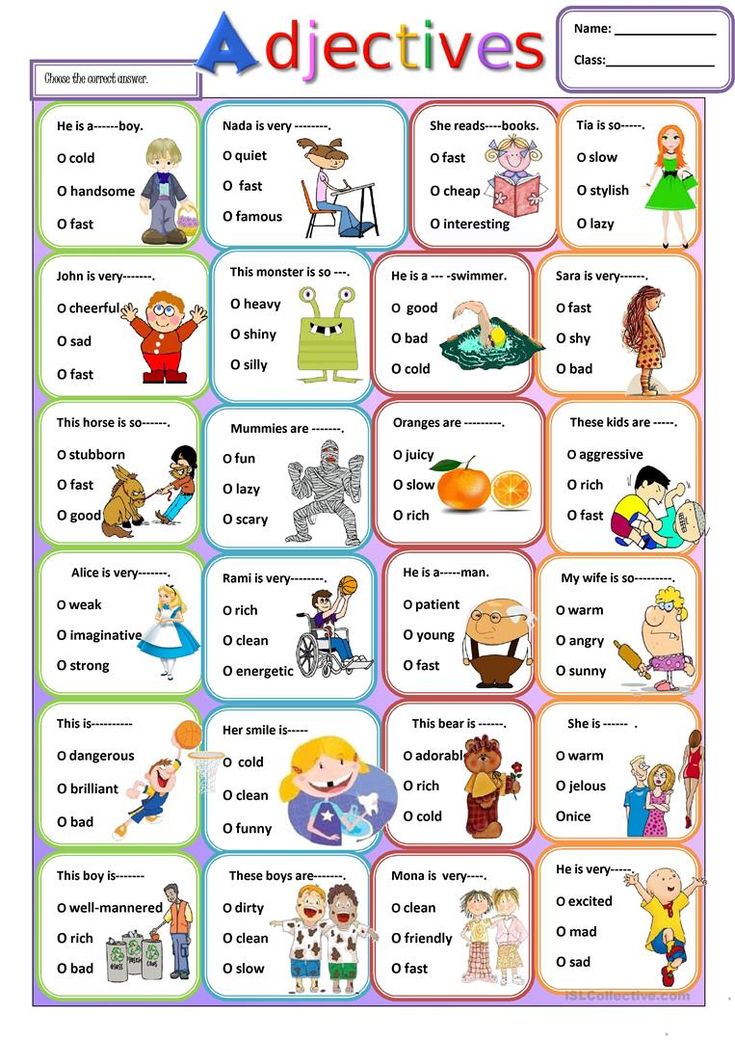 Free Adjectives Worksheets