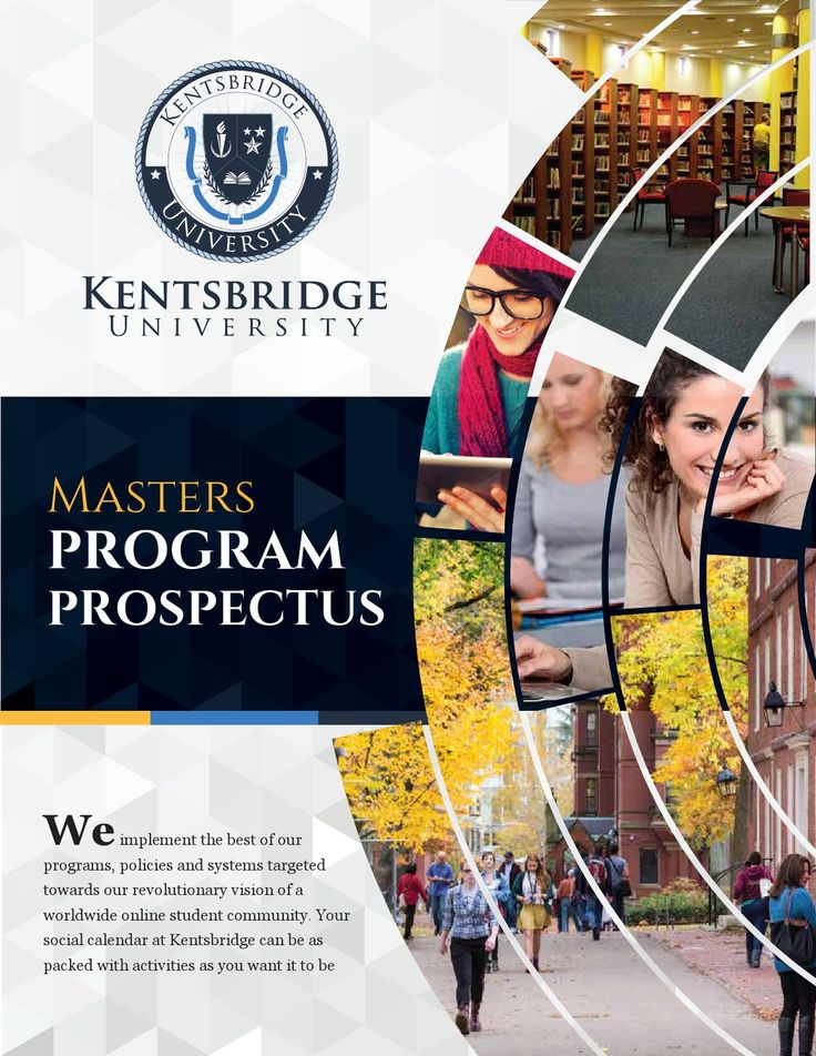 a brochure with images of students and the words masters program prospectus on it